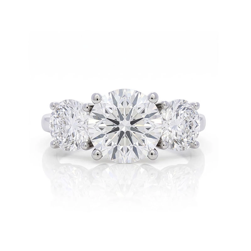 Three Stone Round Lab Grown Diamond Ring Front View