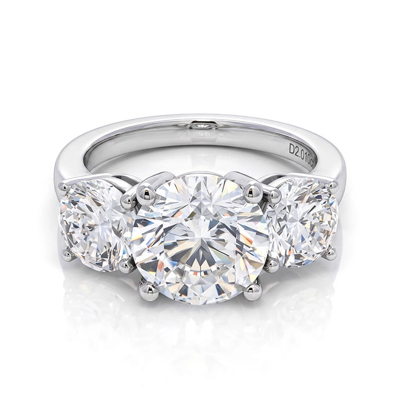 Three Stone Round Lab Grown Diamond Ring