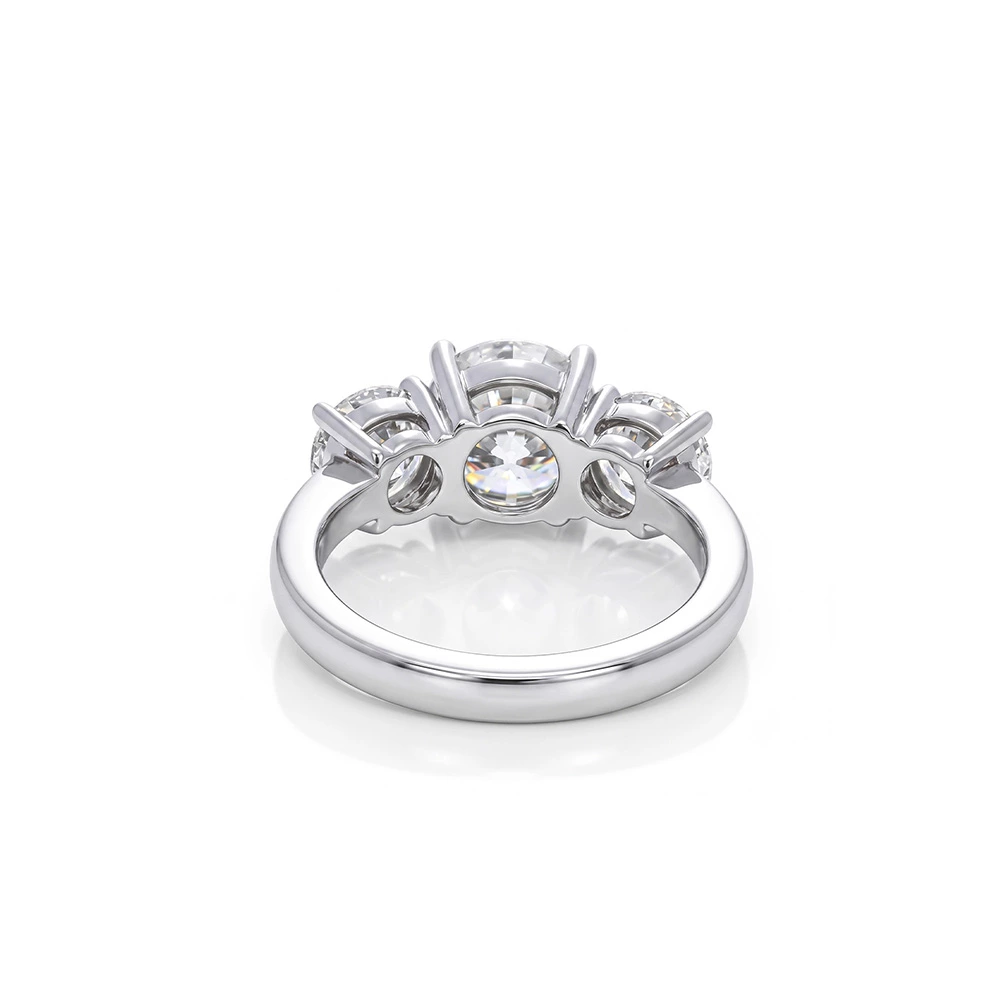 Three Stone Round Lab Grown Diamond Ring Backgound View