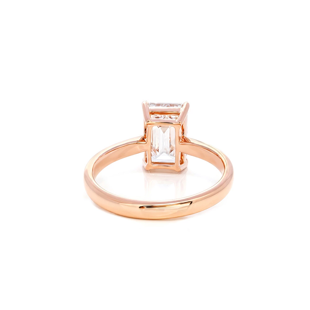 Gold Emerald Cut Lab Diamond Engagement Ring Background