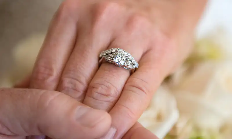 custom three stone lab diamond engagement ring