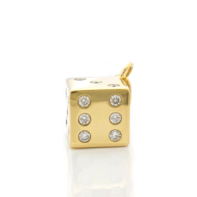 Lab Diamond & Gemstone Dice Pendant Close Up