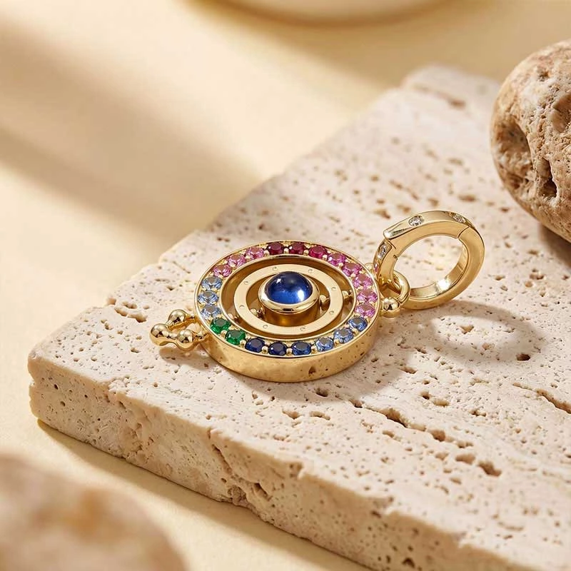 Rainbow Gemstone Halo Pendant