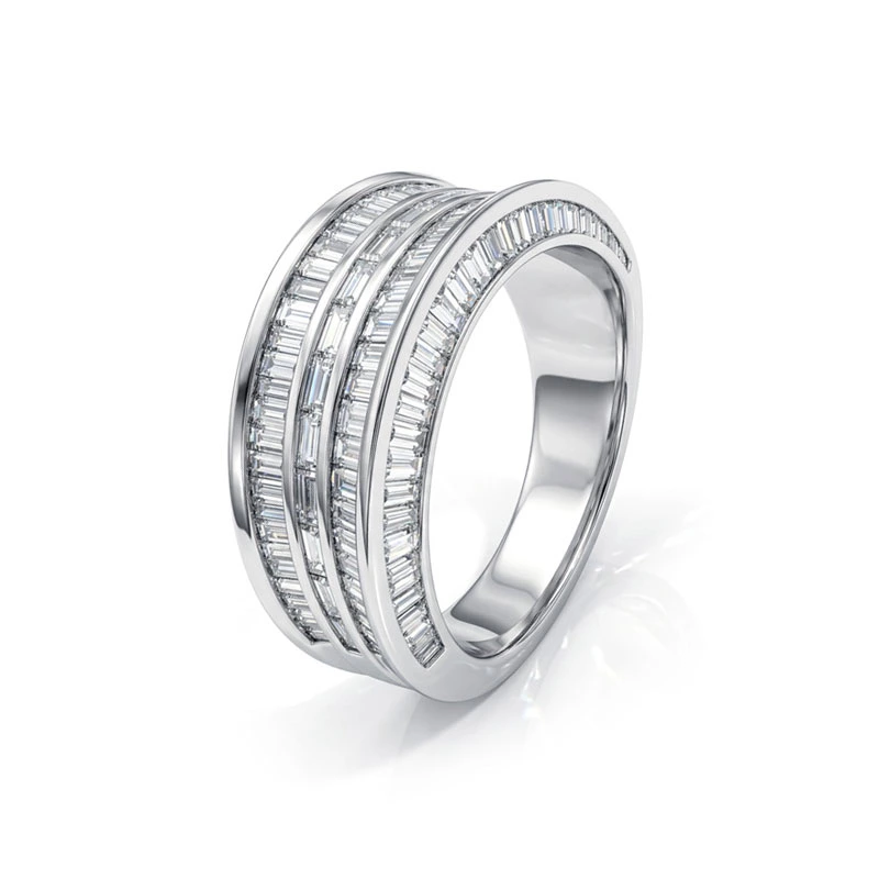 Baguette Lab Diamond Half Eternity Curved Wide Band