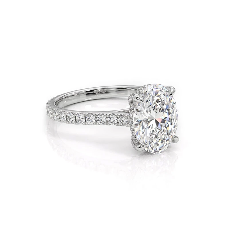 4-Prong Oval Cut Pave Shank Ring side view