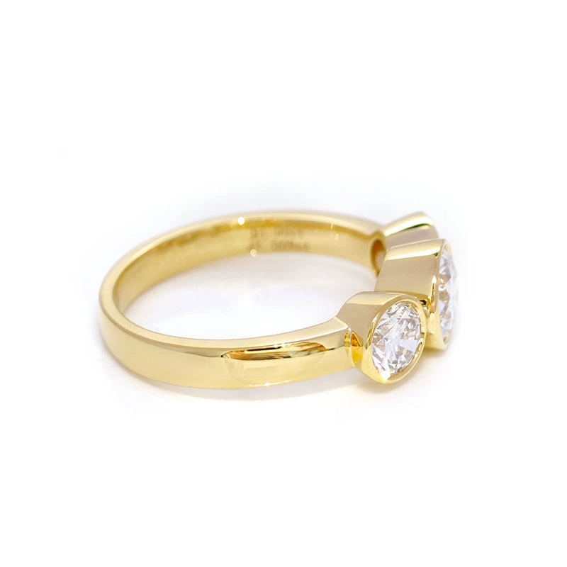 Timeless Three Stone Bezel Lab Diamond Stackable Ring Side View